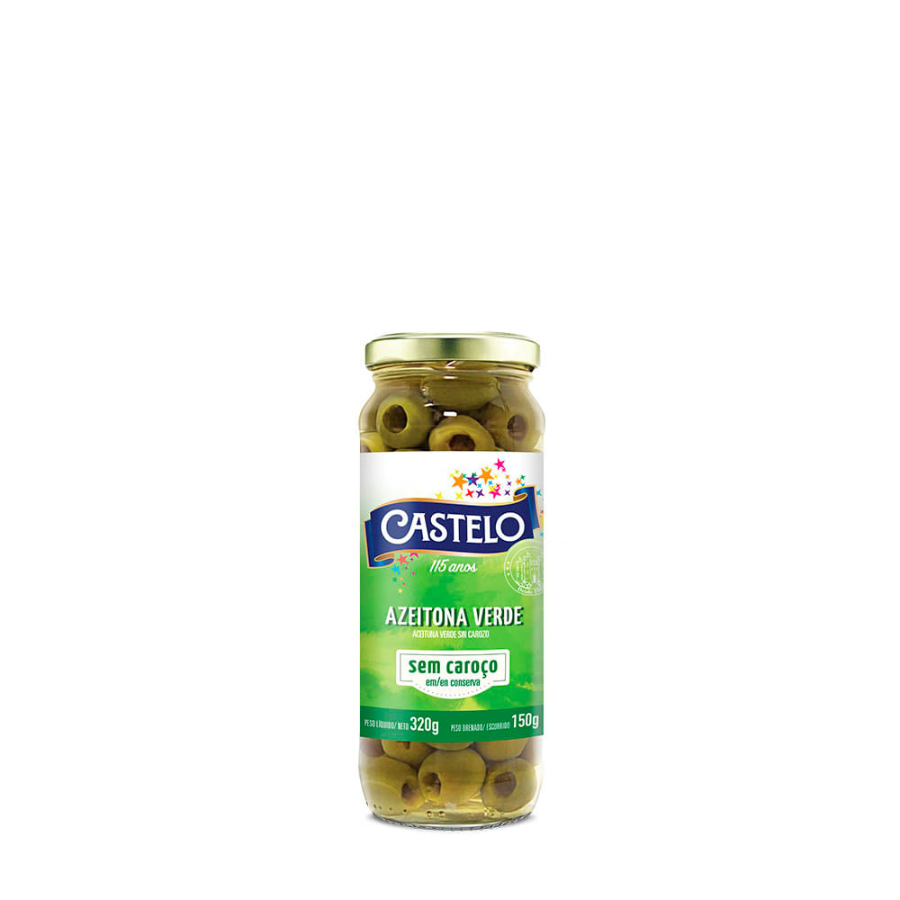 Azeitonas Verdes sem Caroço Castelo 150g - Castelo Alimentos