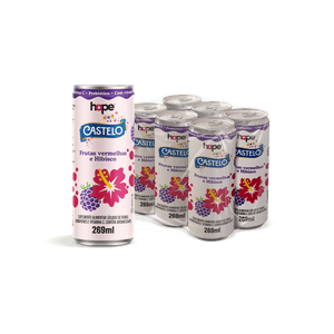 Bebida Prebiótica Frutas Vermelhas com Hibisco Hope Castelo 269ml Pack 6 unidades